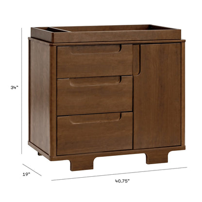 Babyletto Yuzu 3-Drawer Changer Dresser, KD w/Removable Changing Tray - Natural Walnut - M23423NL
