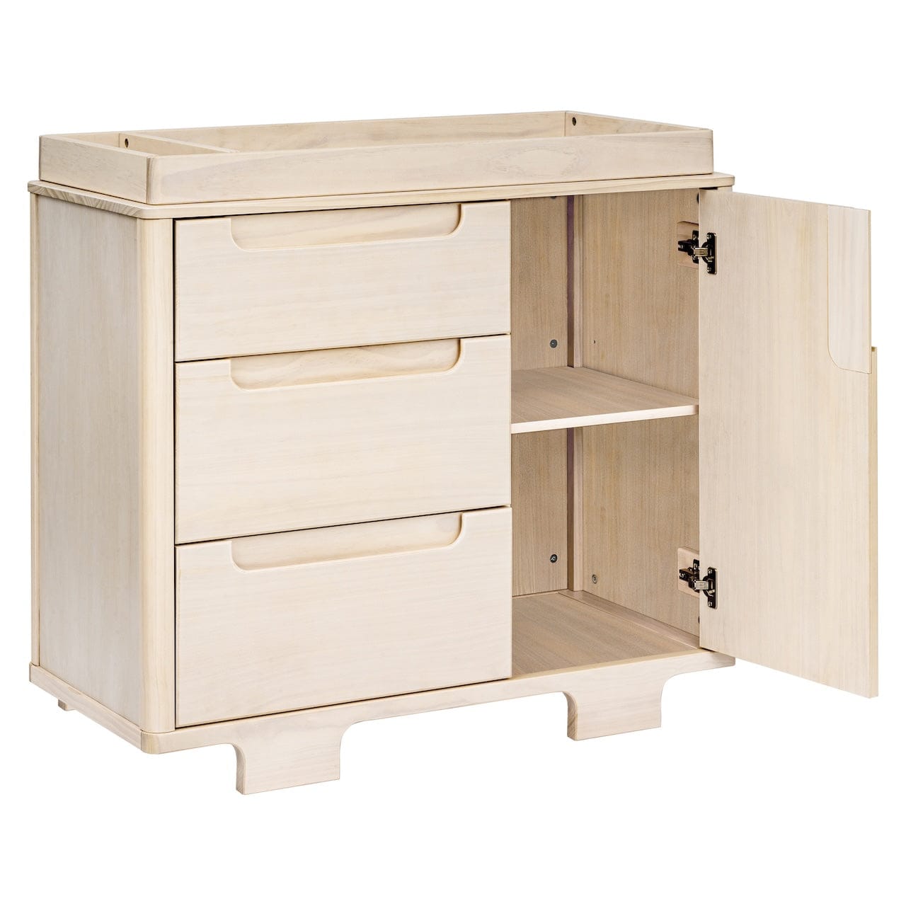 Babyletto Yuzu 3-Drawer Changer Dresser, KD w/Removable Changing Tray - Washed Natural - M23423NX