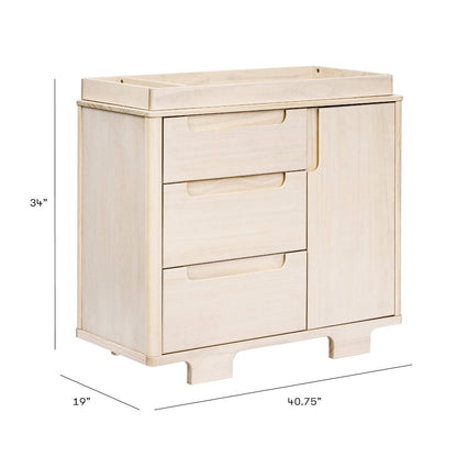Babyletto Yuzu 3-Drawer Changer Dresser, KD w/Removable Changing Tray - Washed Natural - M23423NX