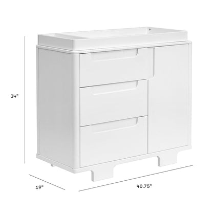 Babyletto Yuzu 3-Drawer Changer Dresser, KD w/Removable Changing Tray - White - M23423W