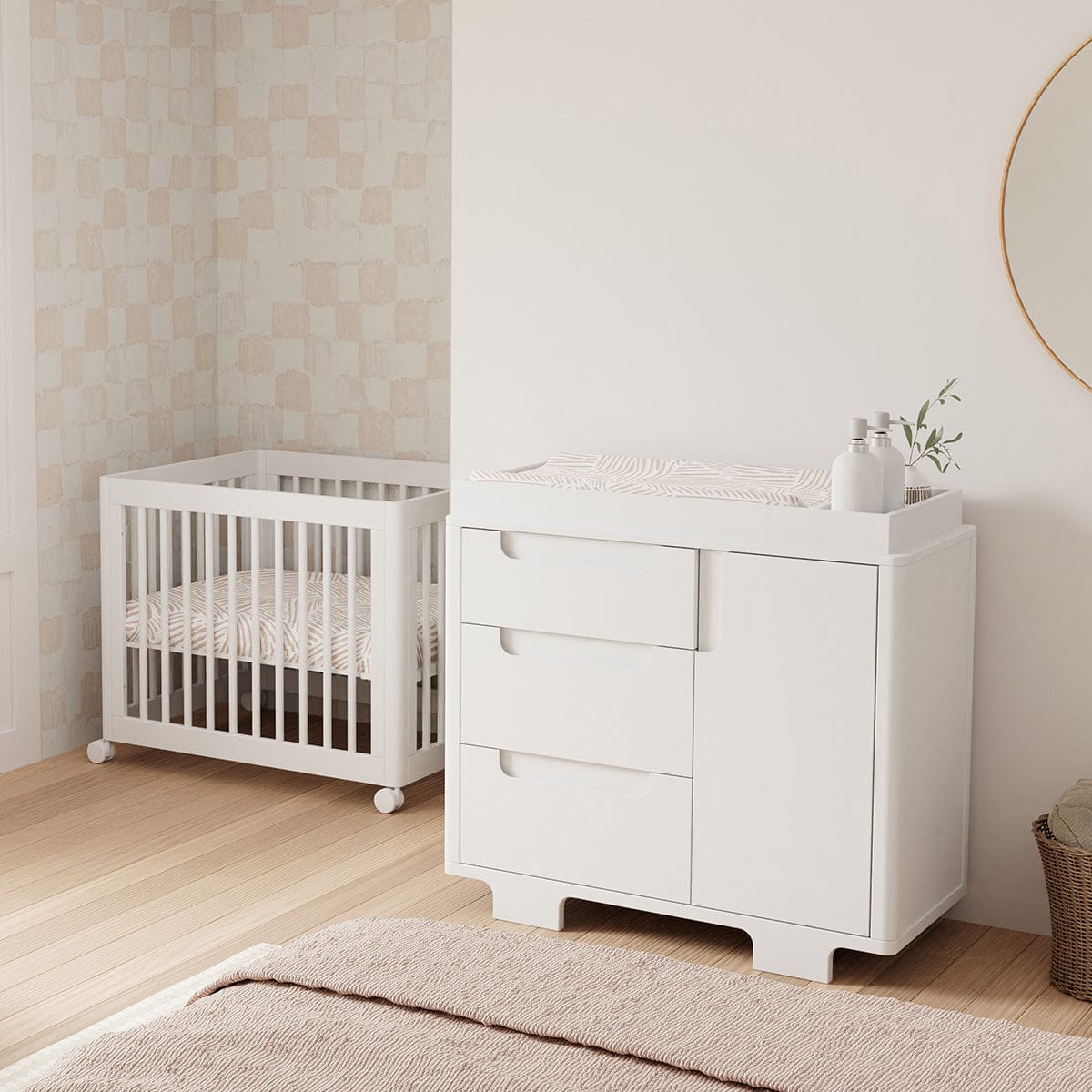 Babyletto Yuzu 3-Drawer Changer Dresser, KD w/Removable Changing Tray - White - M23423W