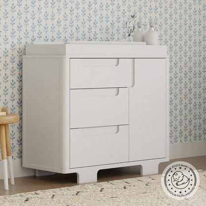 Babyletto Yuzu 3-Drawer Changer Dresser, KD w/Removable Changing Tray - White - M23423W