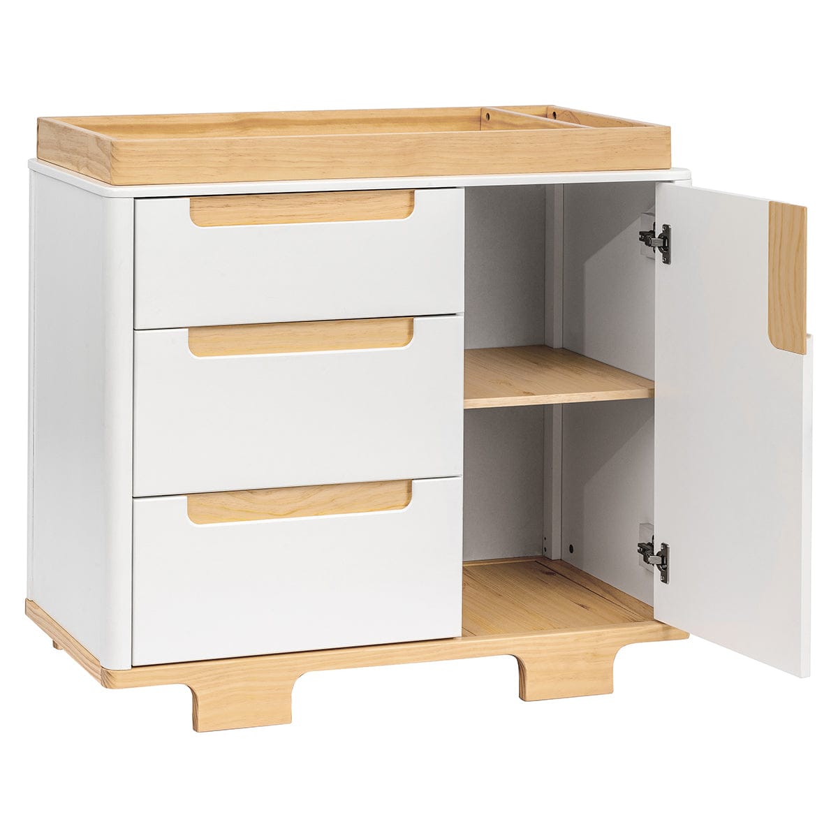 Babyletto Yuzu 3-Drawer Changer Dresser, KD w/Removable Changing Tray - White / Natural - M23423WN