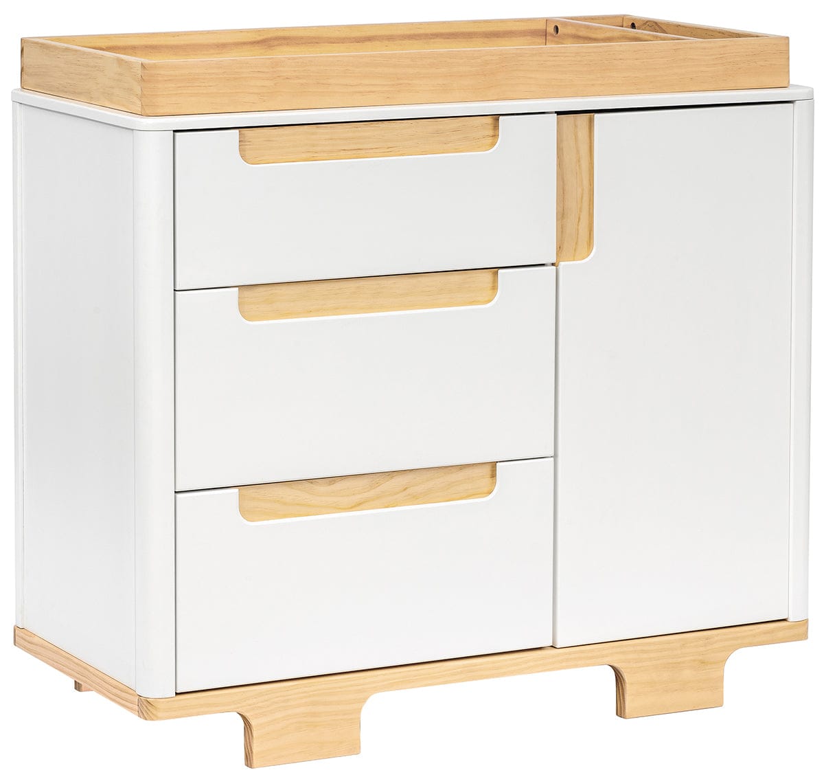 Babyletto Yuzu 3-Drawer Changer Dresser, KD w/Removable Changing Tray - White / Natural - M23423WN