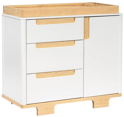Babyletto Yuzu 3-Drawer Changer Dresser, KD w/Removable Changing Tray - White / Natural - M23423WN