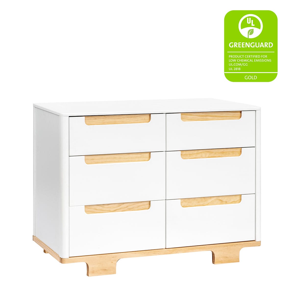 Babyletto Yuzu 6-Drawer Dresser, KD - White / Natural - M23426WN
