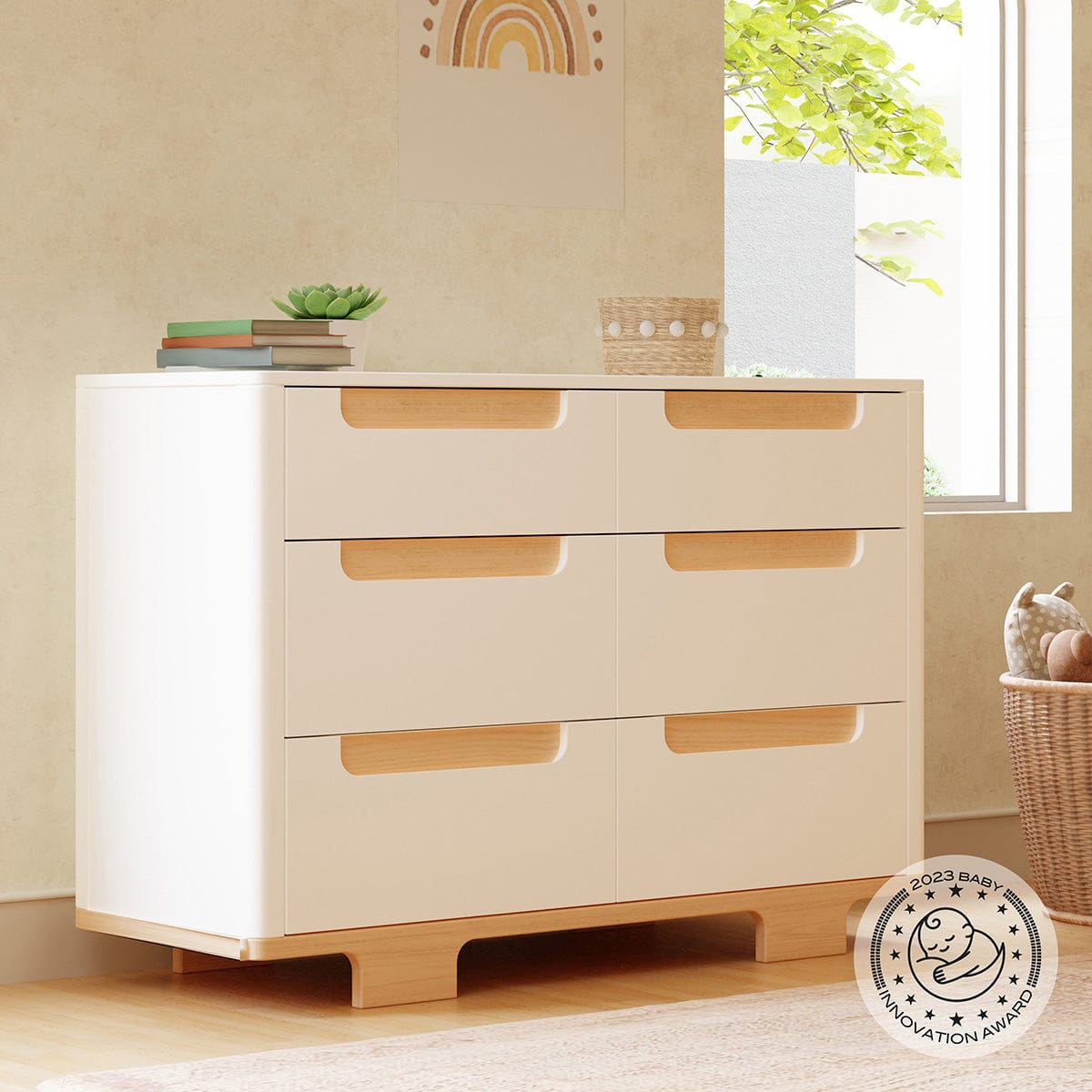 Babyletto Yuzu 6-Drawer Dresser, KD - White / Natural - M23426WN