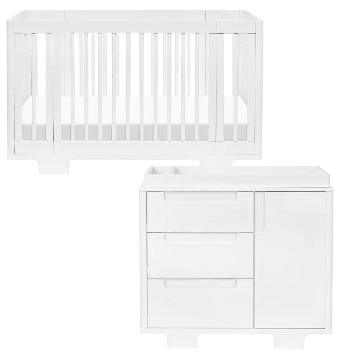 Babyletto Yuzu 8-in-1 Convertible Crib + 3-Drawer Changer Dresser Bundle - White - M23401W-M23423W
