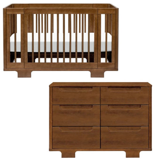Babyletto Yuzu 8-in-1 Convertible Crib + 6-Drawer Dresser Bundle - Natural Walnut - M23401NL-M23426NL