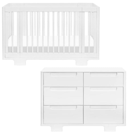 Babyletto Yuzu 8-in-1 Convertible Crib + 6-Drawer Dresser Bundle - White - M23401W-M23426W