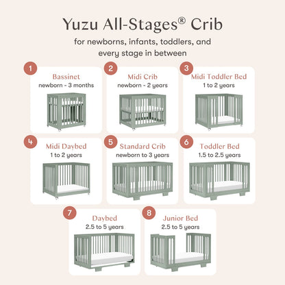 Babyletto Yuzu 8-in-1 Convertible Crib with All-Stages Conversion Kit - Light Sage - M23401LS