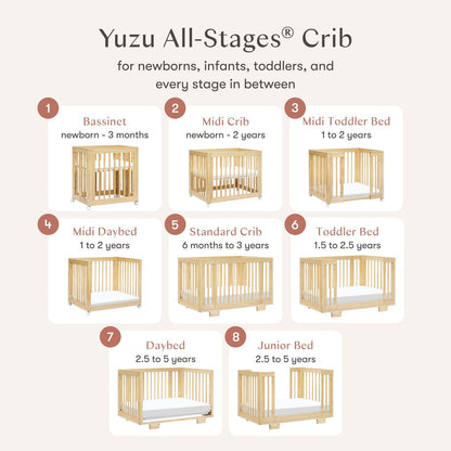Babyletto Yuzu 8-in-1 Convertible Crib with All-Stages Conversion Kit - Natural - M23401N