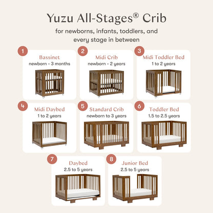 Babyletto Yuzu 8-in-1 Convertible Crib with All-Stages Conversion Kit - Natural Walnut - M23401NL
