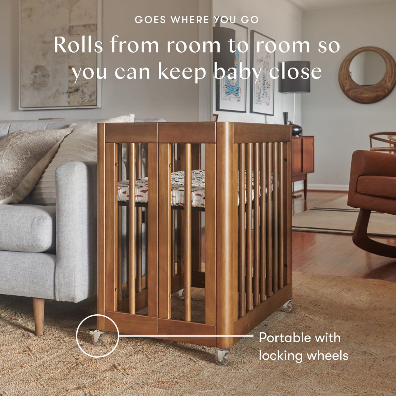 Babyletto Yuzu 8-in-1 Convertible Crib with All-Stages Conversion Kit - Natural Walnut - M23401NL