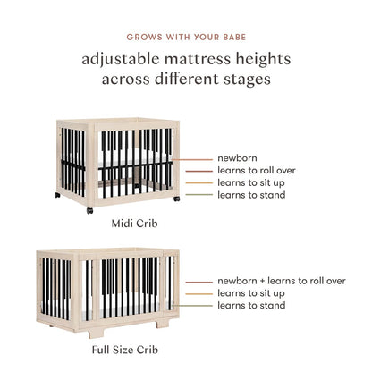 Babyletto Yuzu 8-in-1 Convertible Crib with All-Stages Conversion Kit - Washed Natural / Black - M23401NXB