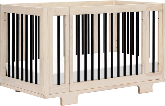 Babyletto Yuzu 8-in-1 Convertible Crib with All-Stages Conversion Kit - Washed Natural / Black - M23401NXB