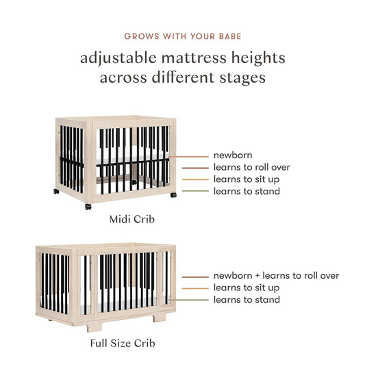 Babyletto Yuzu 8-in-1 Convertible Crib with All-Stages Conversion Kit - Washed Natural / Black - M23401NXB