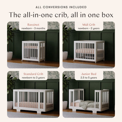 Babyletto Yuzu 8-in-1 Convertible Crib with All-Stages Conversion Kit - White - M23401W