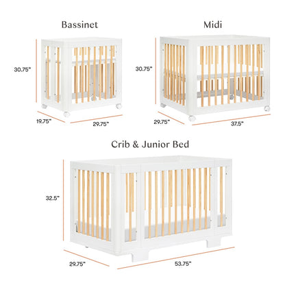 Babyletto Yuzu 8-in-1 Convertible Crib with All-Stages Conversion Kit - White / Natural - M23401WN