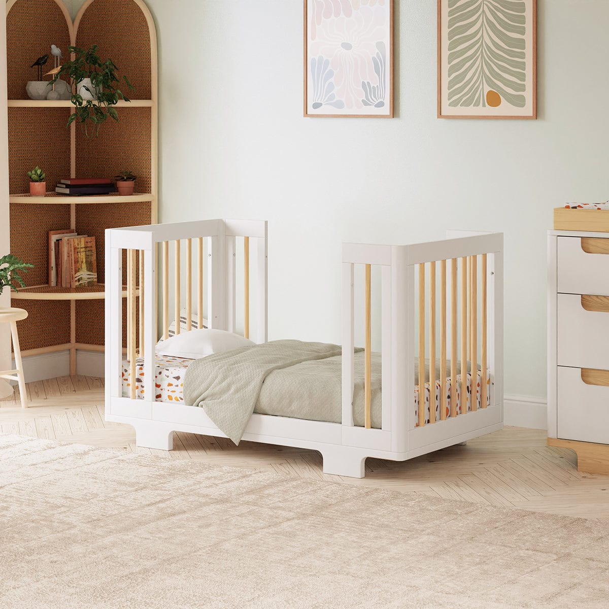 Babyletto Yuzu 8-in-1 Convertible Crib with All-Stages Conversion Kit - White / Natural - M23401WN