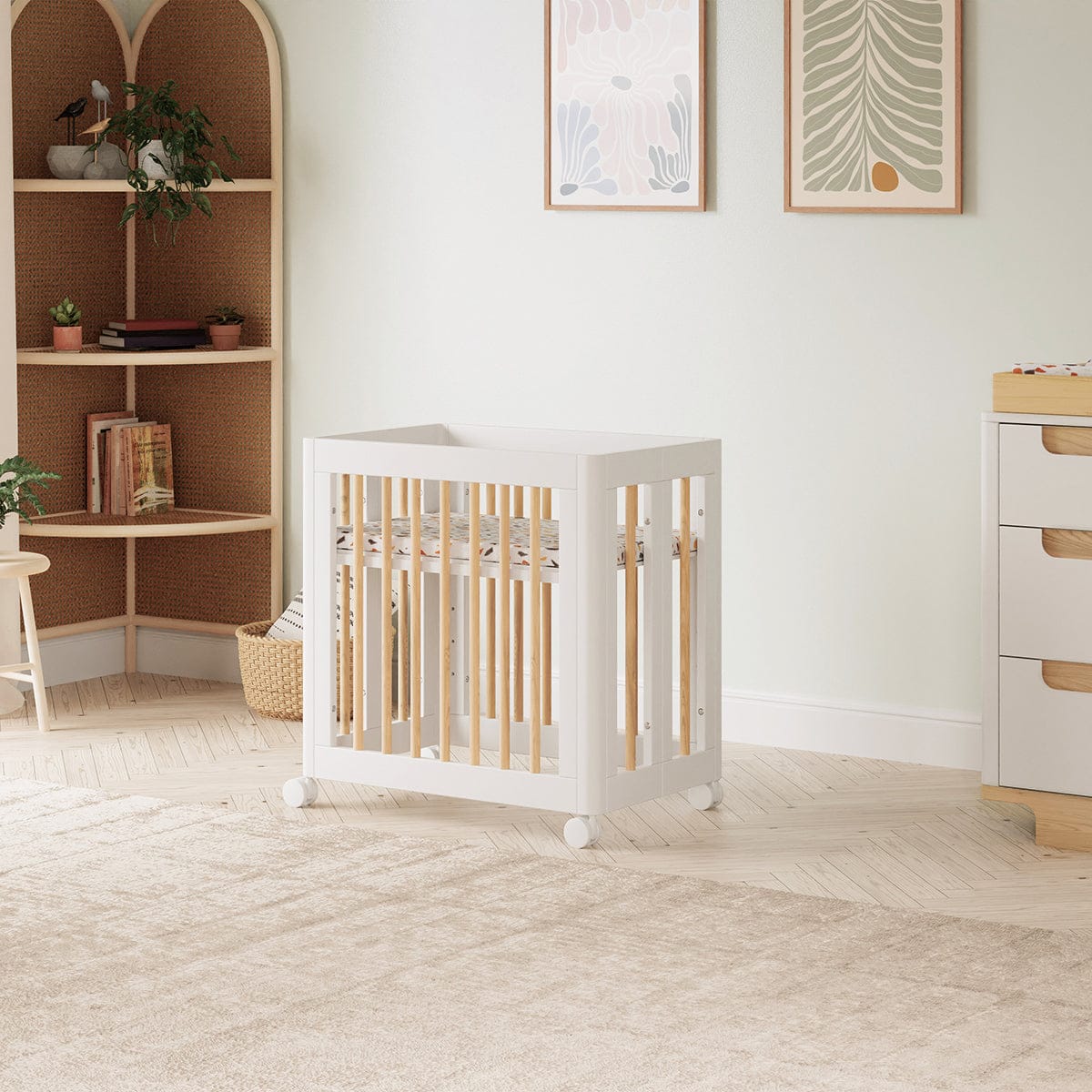 Babyletto Yuzu 8-in-1 Convertible Crib with All-Stages Conversion Kit - White / Natural - M23401WN