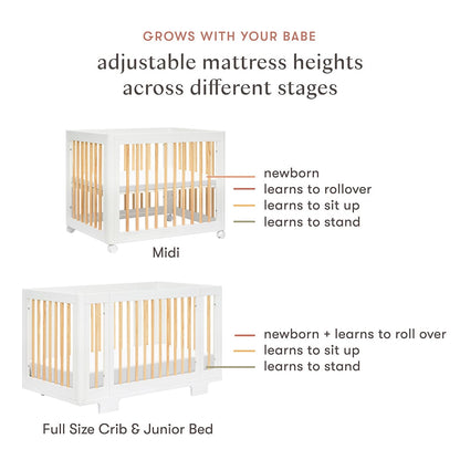 Babyletto Yuzu 8-in-1 Convertible Crib with All-Stages Conversion Kit - White / Natural - M23401WN