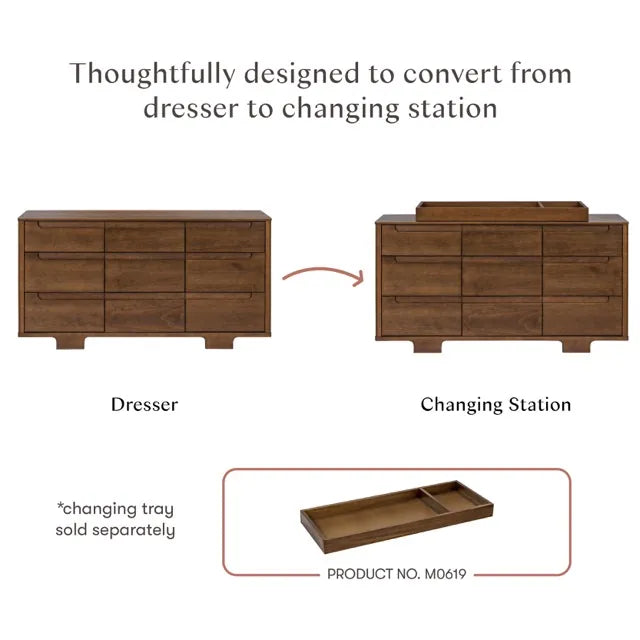 Babyletto Yuzu 9-Drawer Assembled Dresser - Natural Walnut - M23428NL