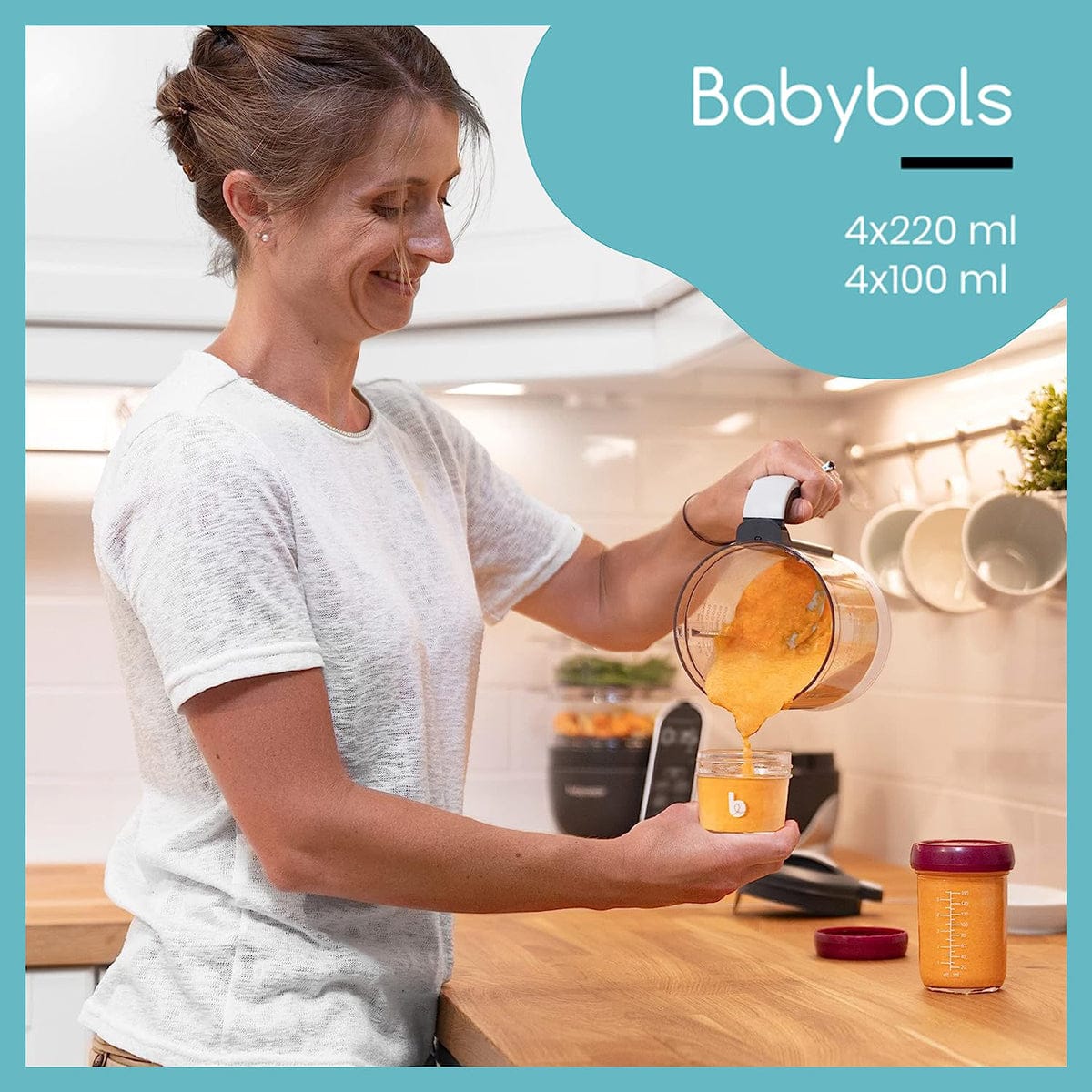 Babymoov Babybols Glass Food Storage Multiset (4 x 4oz + 4 x 8oz) - A004312