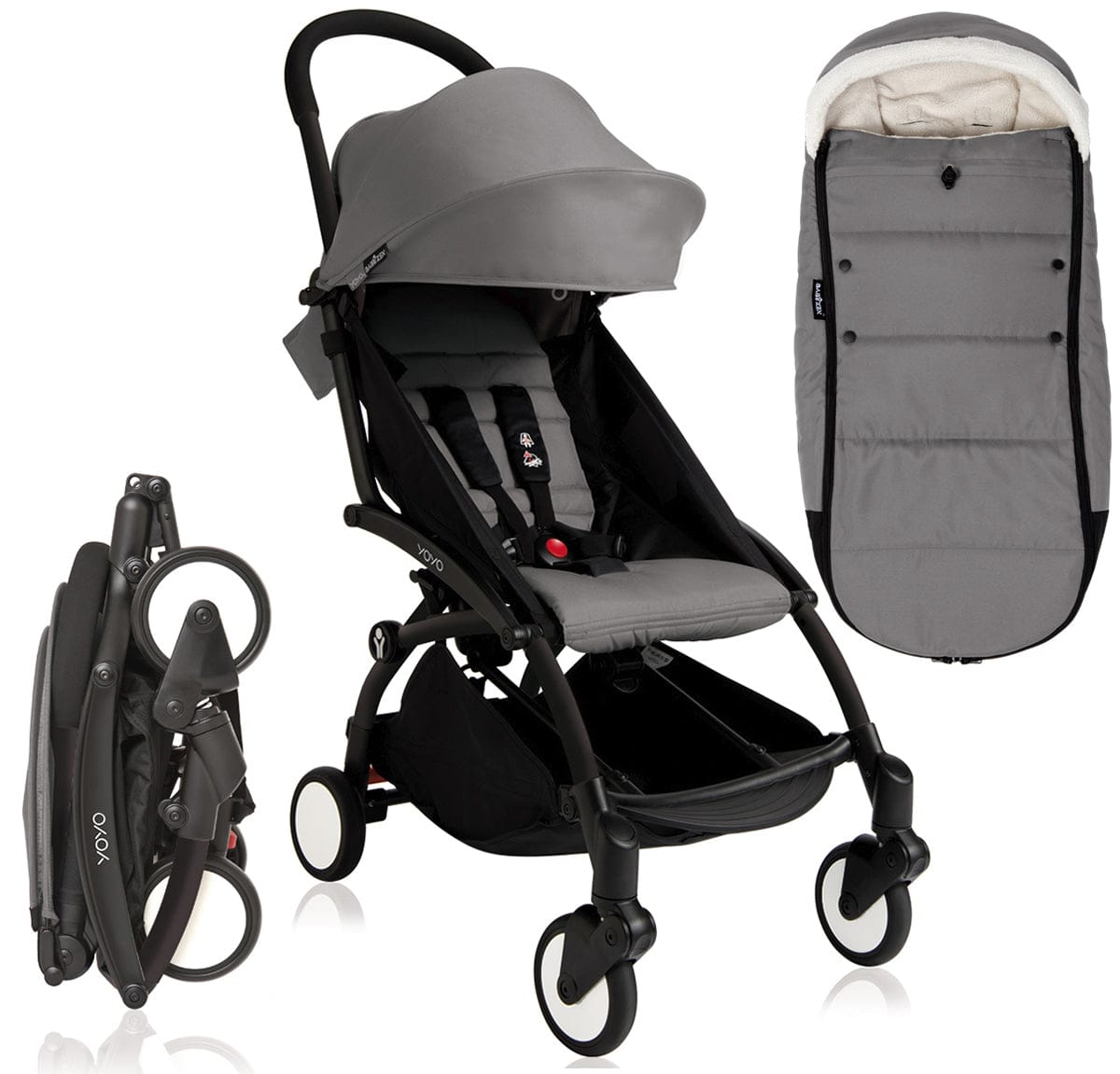 Babyzen 2018 / 2019 Yoyo+ 6+ Stroller & Polar Footmuff - Black / Grey