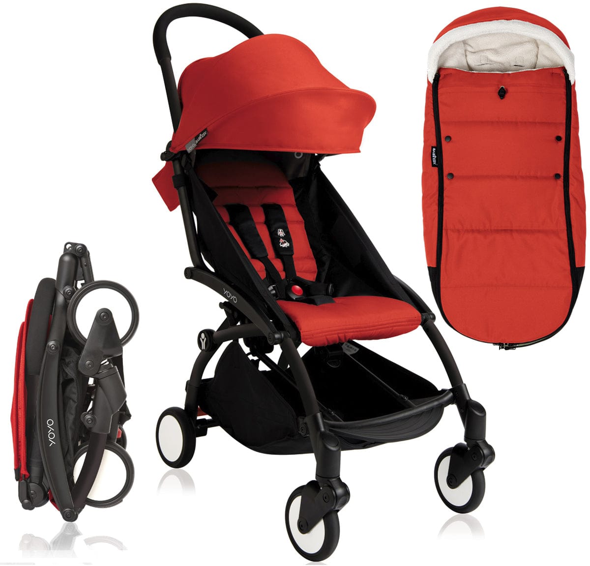Babyzen 2018 / 2019 Yoyo+ 6+ Stroller & Polar Footmuff - Black / Red - US10101-BL-RED-FTMF