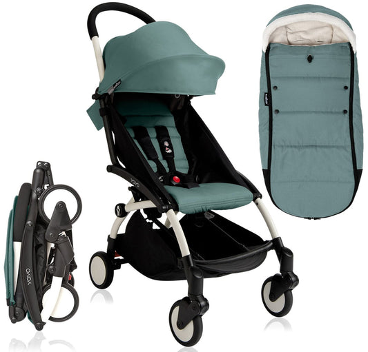 Babyzen 2018 / 2019 Yoyo+ 6+ Stroller & Polar Footmuff - White / Aqua