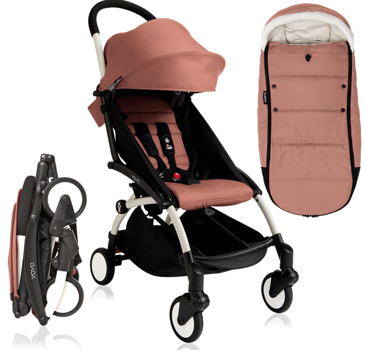 Babyzen 2018 / 2019 Yoyo+ 6+ Stroller & Polar Footmuff - White / Ginger