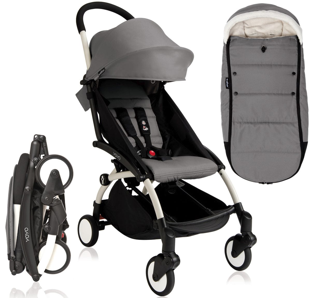 Babyzen 2018 / 2019 Yoyo+ 6+ Stroller & Polar Footmuff - White /Grey - US10101-WH-GRY-FTMF