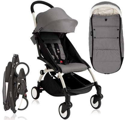 Babyzen 2018 / 2019 Yoyo+ 6+ Stroller & Polar Footmuff - White /Grey - US10101-WH-GRY-FTMF