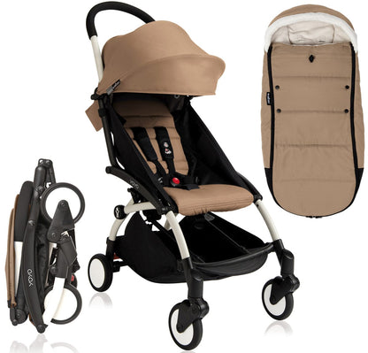 Babyzen 2018 / 2019 Yoyo+ 6+ Stroller & Polar Footmuff - White /Taupe