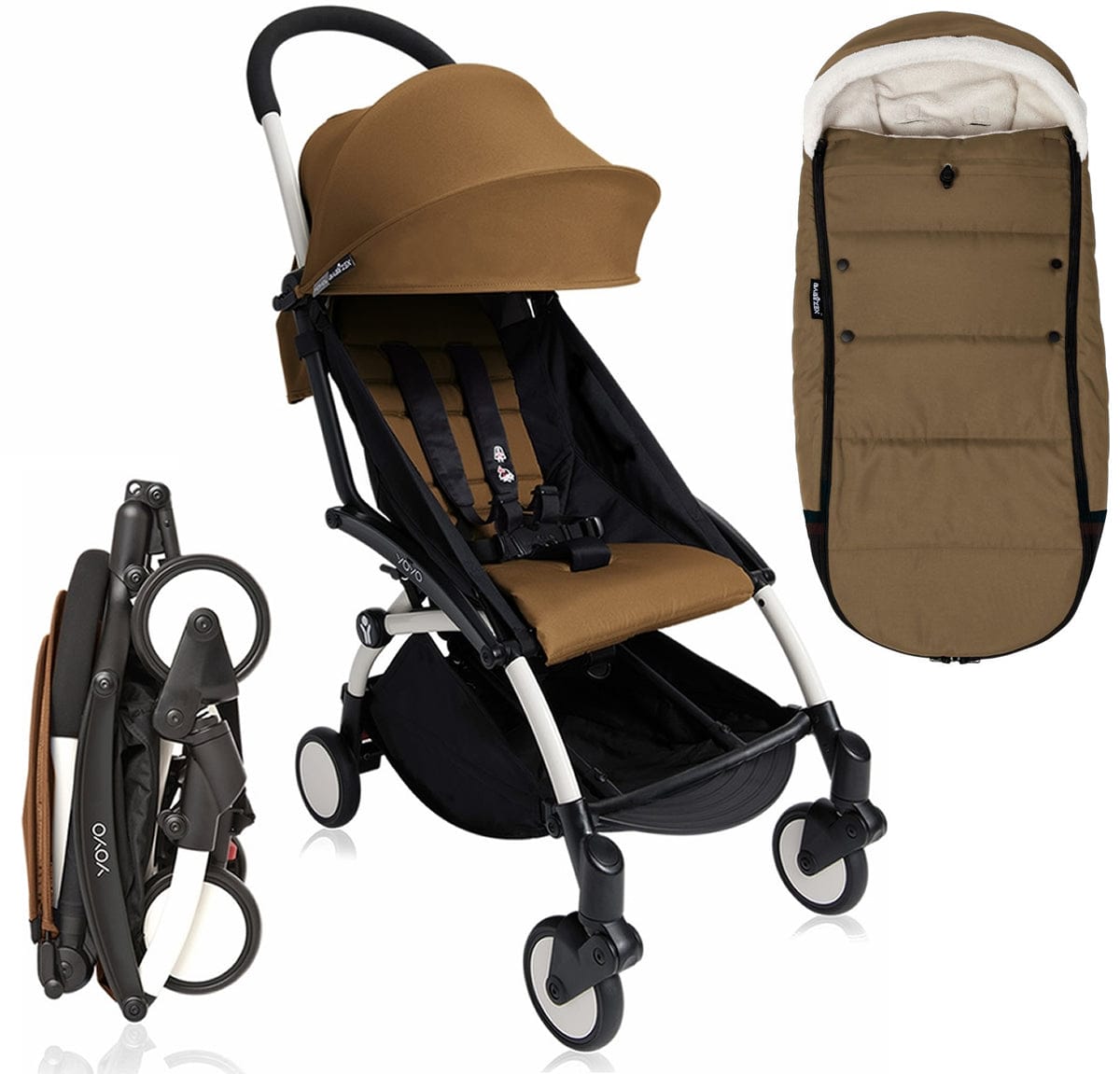 Babyzen 2018 / 2019 Yoyo+ 6+ Stroller & Polar Footmuff - White / Toffee