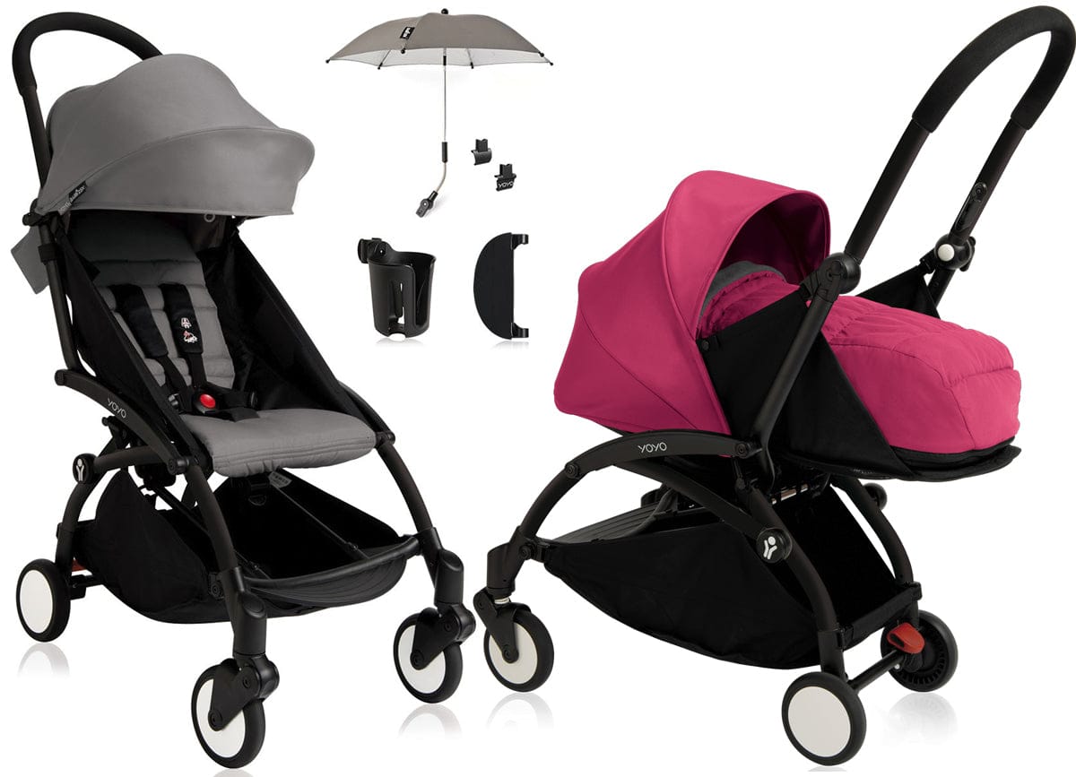 Babyzen YOYO+ 0+/6+ Stroller Bundle - Black / Grey / Pink