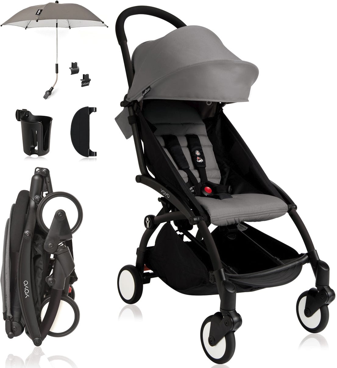Babyzen 2019 YOYO+ 6+ Compact Stroller Bundle - Black / Grey - CYB-BLK-GRY