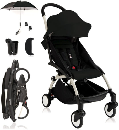 Babyzen 2019 YOYO+ 6+ Compact Stroller Bundle - White / Black - CYB-WHT-BLK