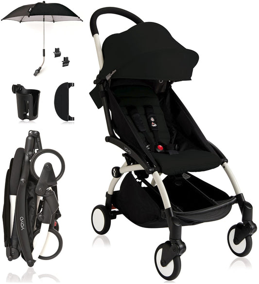 Babyzen 2019 YOYO+ 6+ Compact Stroller Bundle - White / Black - CYB-WHT-BLK