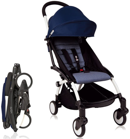Babyzen Yoyo+ 6+ Compact Stroller - White / Air France Blue - US10101-WH-AFB
