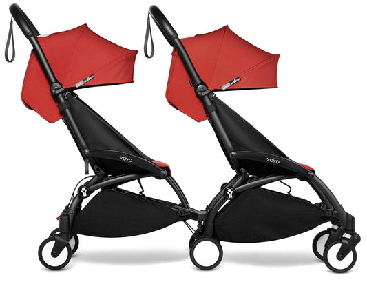 Babyzen YOYO Connect Double Stroller 6+ / 6+ Bundle - Black / Red - DBL-604902-604602