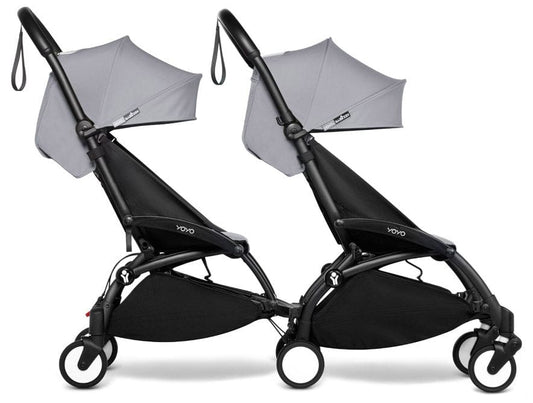 Babyzen YOYO Connect Double Stroller 6+ / 6+ Bundle - Black / Stone - DBL-604902-604610