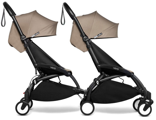 Babyzen YOYO Connect Double Stroller 6+ / 6+ Bundle - Black / Taupe - DBL-604902-604604