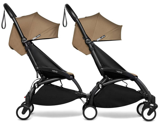 Babyzen YOYO Connect Double Stroller 6+ / 6+ Bundle - Black / Toffee - DBL-604902-604608
