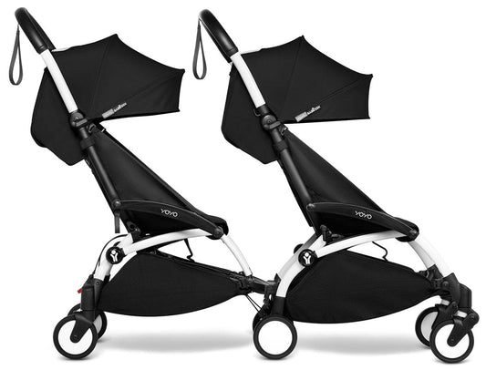 Babyzen YOYO Connect Double Stroller 6+ / 6+ Bundle - White / Black - DBL-604901-604603