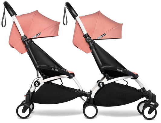 Babyzen YOYO Connect Double Stroller 6+ / 6+ Bundle - White / Ginger - DBL-604901-604606