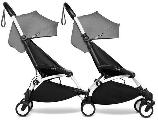 Babyzen YOYO Connect Double Stroller 6+ / 6+ Bundle - White / Grey - DBL-604901-604601