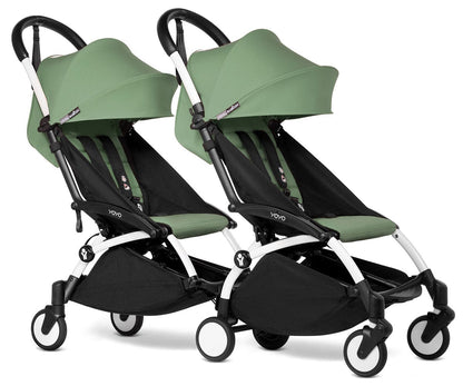 Babyzen YOYO Connect Double Stroller 6+ / 6+ Bundle - White / Peppermint - DBL-604901-604605