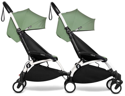 Babyzen YOYO Connect Double Stroller 6+ / 6+ Bundle - White / Peppermint - DBL-604901-604605